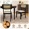Rattan dining chair set with padded seat, rubber wood frame, and breathable backrest for comfortable kitchen dining.
