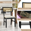 Rattan dining chair with padded seat, rubber wood legs, and breathable backrest, ideal for kitchen dining.