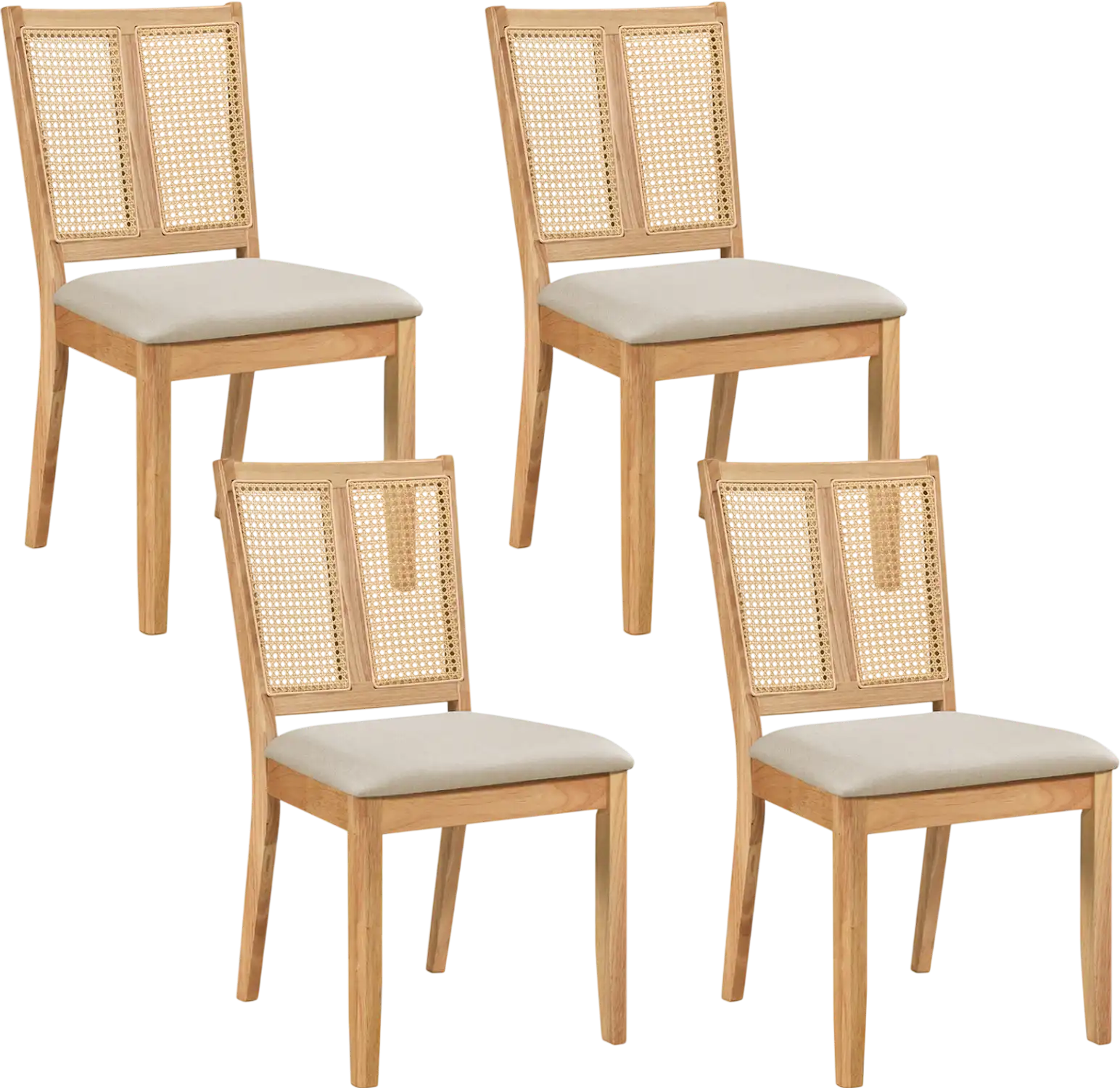 Costway Set of 4 Rattan Dining Chairs Curved Backrest Padded Seat 51170336 New