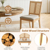 Curved backrest rattan dining chair set with padded seat, made of selected rubber wood for stability and comfort.