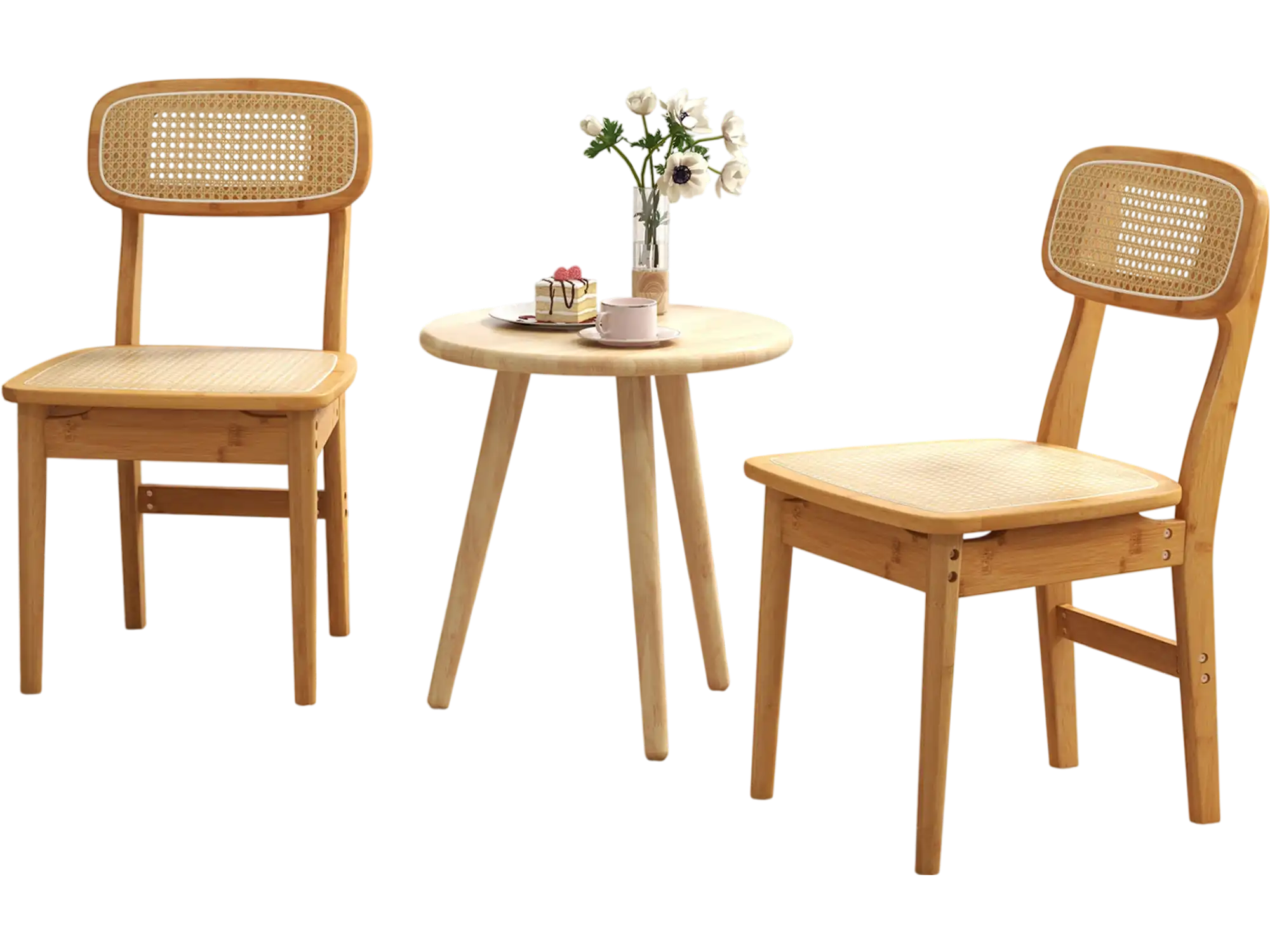 Costway Set of 2 Rattan Dining Chairs Natural 46925831 New