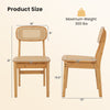 Rattan dining chair dimensions with simulated rattan backrest, solid wood structure, and ergonomic design for comfort.