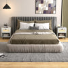 Rattan nightstand with oak wood grain, featuring a drawer and open shelf, perfect for bedroom or living room storage.