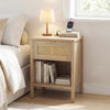 Rattan Nightstand with Charging Station and Storage Shelf for Bedroom-Oak - Gallery View 1 of 10