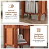 Rattan nightstand with walnut finish, featuring a drawer and bottom shelf for stylish storage in any home decor.