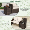 Rattan propane tank cover and side table in brown, featuring a flip-top lid for secure storage and outdoor use.