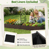 Rattan raised garden bed with trellis and two planter boxes, featuring bed liners for soil protection and drainage.