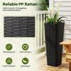 Tall black rattan planter with textured surface, crafted from durable PP rattan, ideal for outdoor patios and gardens.