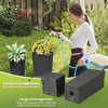 Rattan tall planter set of 2 in black with drainage holes, ideal for outdoor patios and gardens, showcasing a textured.