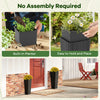 Tall black rattan planter set of 2 with removable trays, ideal for outdoor patios and gardens, no assembly required.