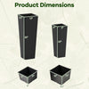 Dimensions of the Rattan Tall Planter Set, featuring a tapered design in black, ideal for outdoor use and easy.