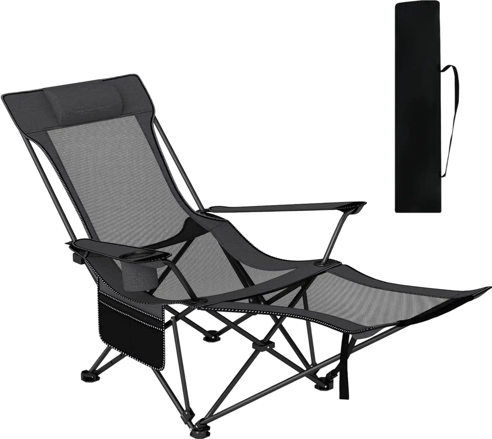 Costway Reclining Camping Chair w/ Removable Footrest Adjustable Backrest 432179865 New