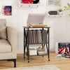 Mid-Century Record Player Stand with Built-in Charging Station-Gray - Gallery View 1 of 11