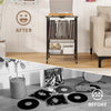 Mid-century record player stand in gray showcasing open storage for audio equipment and a stylish design for your space.