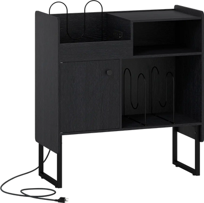 Costway Record Player Stand Vinyl Storage Power Outlets 250 Albums 38952507 New