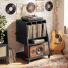Record Player Stand on Wheels Rolling Turntable Stand with Power Outlets-Black - Gallery View 1 of 9