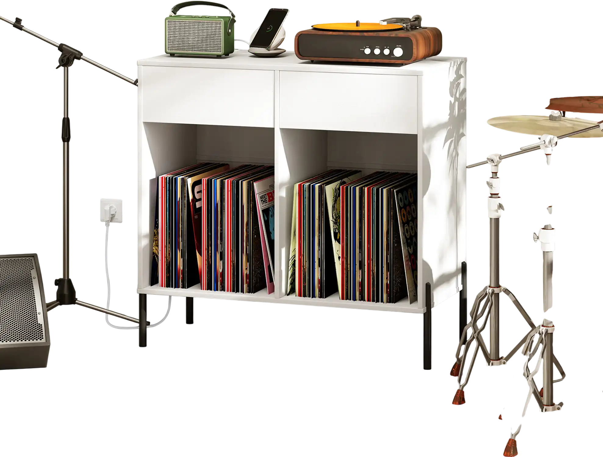 Costway Record Player Stand Vinyl Storage Table White 274631895 New