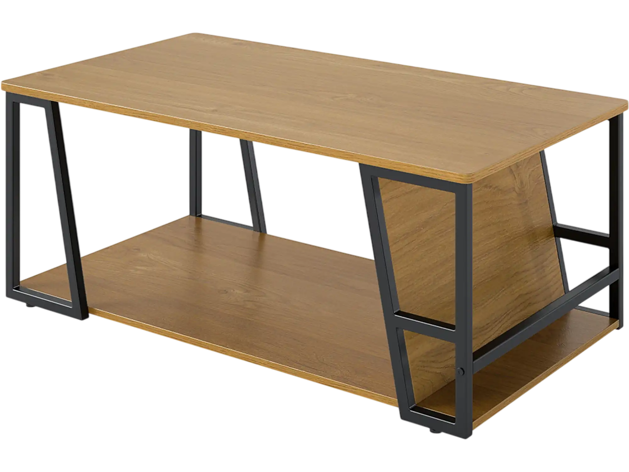 Costway Rectangle Industrial Coffee Table w/ Storage Shelf Compartment 29021955 New