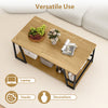 Rectangle coffee table with natural wood finish, featuring a 2-tier design and storage shelf for versatile use in.