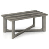 Rectangle coffee table with gray rubber wood base and X-shaped design, ideal for living room essentials.