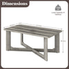 Rectangle coffee table with gray rubber wood base, X-shaped design, dimensions 111.5cm for convenient storage.