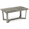 Rectangle coffee table with gray rubber wood base and cross-shaped design, ideal for modern living spaces.