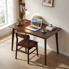 Rectangle dining table in walnut finish with natural rubber wood legs, designed for 4-6 people, perfect for dining.