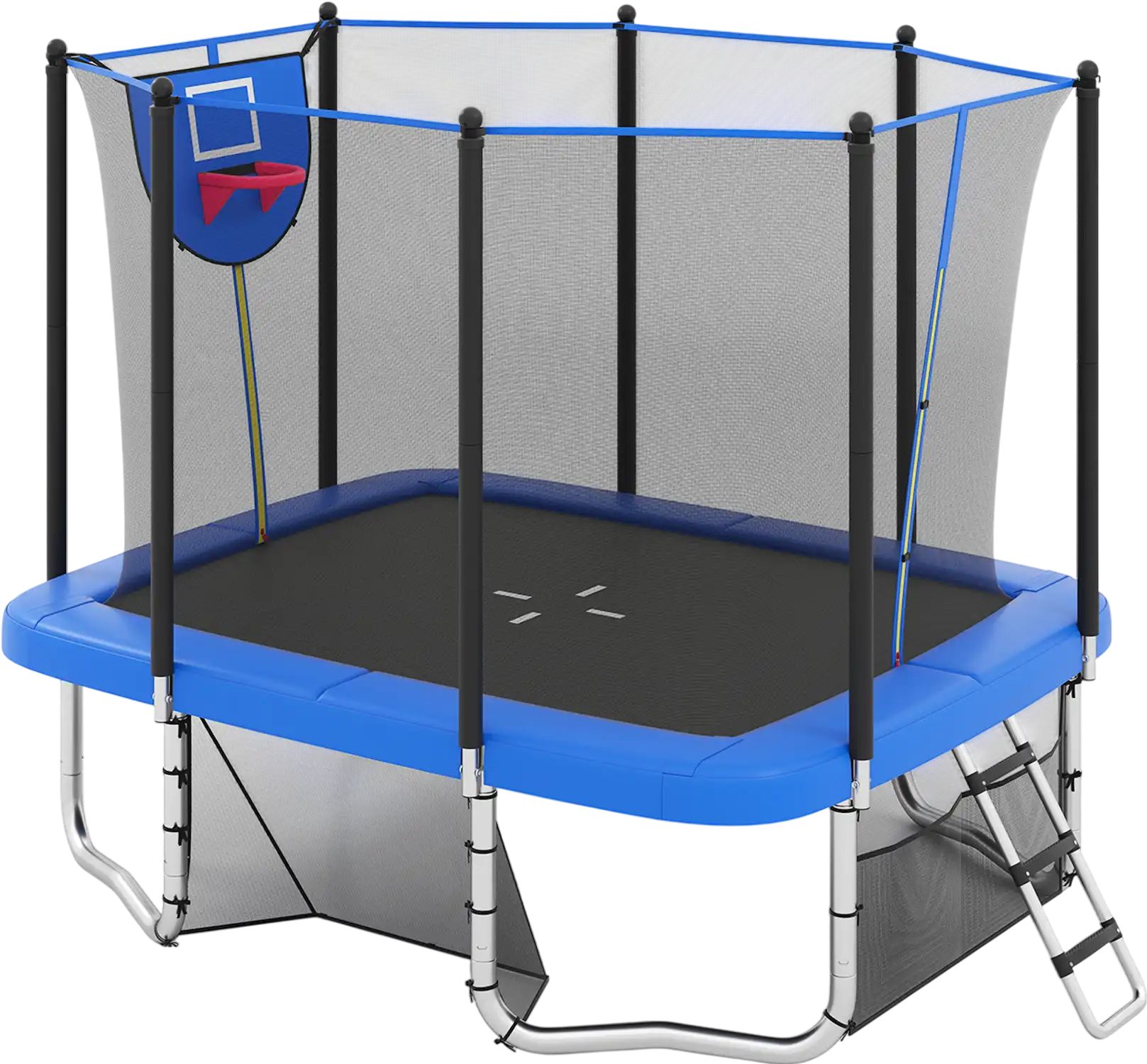 Costway 10' x 8' Rectangle Outdoor Trampoline w/ Basketball Hoop 32361920 New