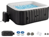 Rectangular black blowup pool hottub for 4-6 people with 130 air jets, insulated cover, and smart touch panel for easy.