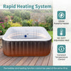 Rectangular blowup hot tub with 130 air jets, 1350W heater, and adjustable temperature for 4-6 persons in black.