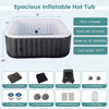 Rectangular inflatable hot tub for 4-6 people, featuring 130 air jets, insulated cover, and efficient heating system.