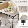 Rectangular modern dining table with grey sintered stone top, featuring smooth corners and adjustable foot pads for.
