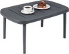 Rectangular gray patio side table with aluminum alloy rods, perfect for poolside snacks and beverages.