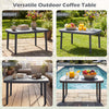 Rectangular gray patio storage side table with aluminum alloy rods, perfect for outdoor use in backyard, garden, or.