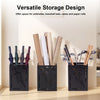 Rectangular black umbrella holder rack with removable drip tray, storing umbrellas, baseball bats, and paper rolls.