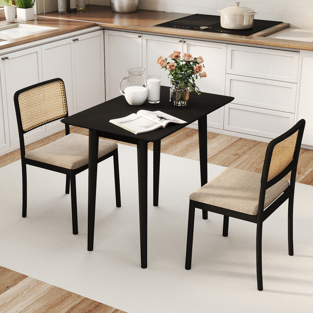 Rectangular Wooden Dining Table for 2-4 34 Inch Farmhouse Solid Wood Kitchen Table-Black - Gallery View 1 of 9