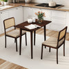 Rectangular walnut dining table for 2-4 with solid wood legs, featuring a rustic finish and compact design for kitchens.