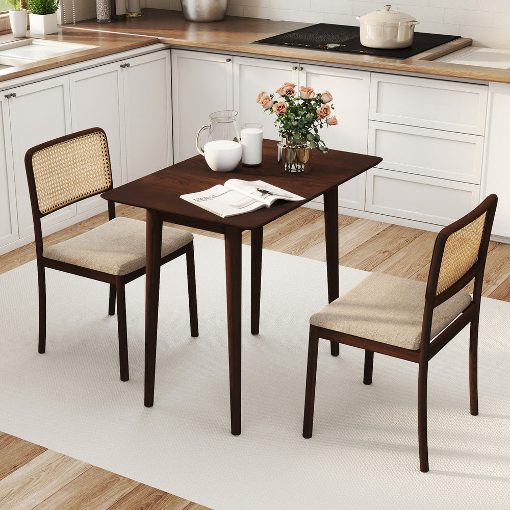 Rectangular Wooden Dining Table for 2-4 34 Inch Farmhouse Solid Wood Kitchen Table-Walnut - Gallery View 1 of 9