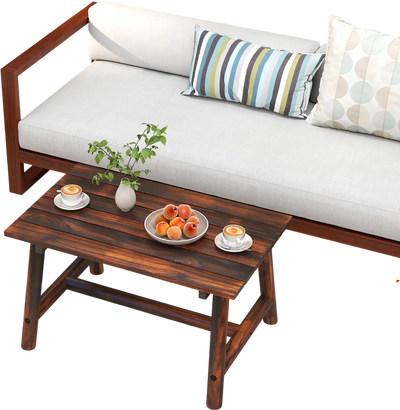 Costway Solid Wood Patio Coffee Table Slatted Top Brown 814376592 New