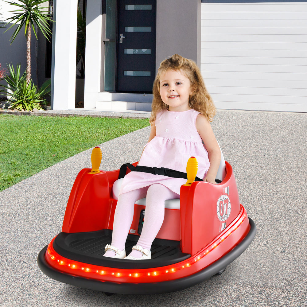 12V Electric Kids Ride On Bumper Car with Flashing Lights for Toddlers-Red - Gallery View 1 of 13