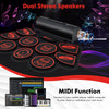 Electronic drum set with dual stereo speakers, featuring MIDI function and various rhythms, perfect for kids' music.