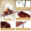 Wooden wagon planter in red with solid pine wood, stable triangular frame, ideal for garden or holiday displays.