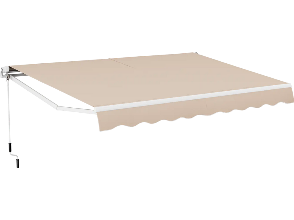 Retractable 13 × 8 feet patio awning in beige, featuring durable aluminum and adjustable angle for sun protection.