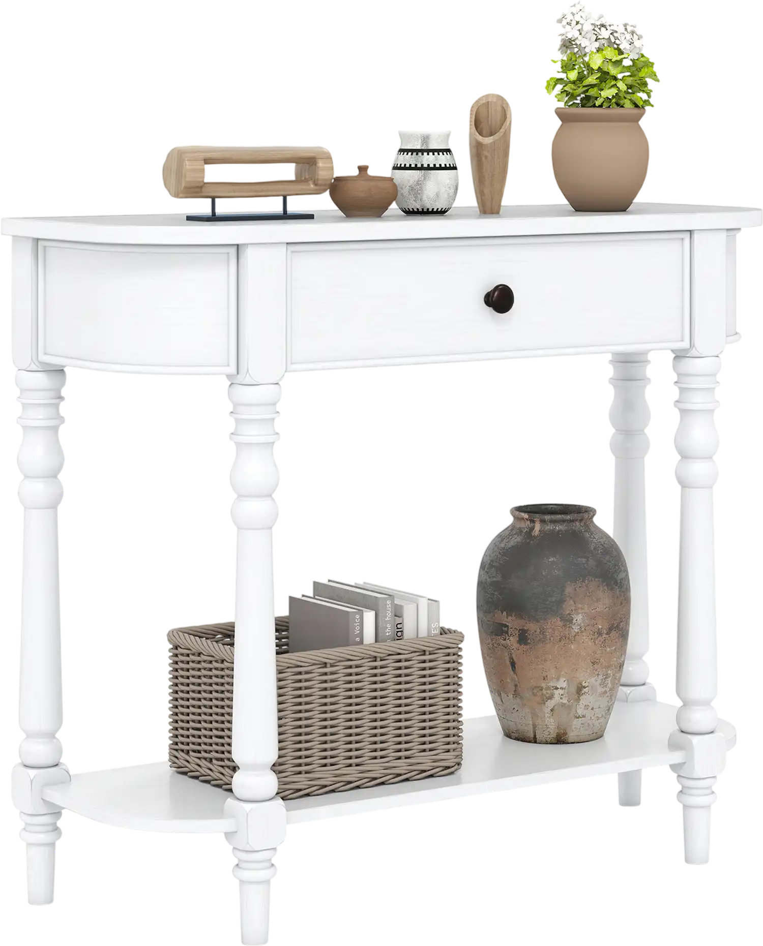 Costway Retro Wooden 2-Tier Narrow Console Table 36