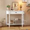 Retro Console Table 36"L Wooden 2-Tier Narrow Behind Couch Foyer Table-White - Gallery View 1 of 10