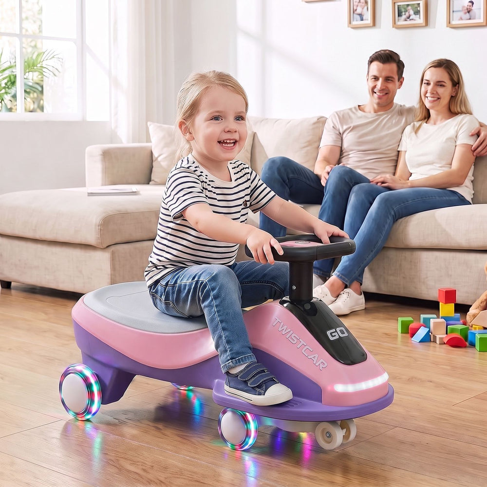 Ride On Car with Flashing Wheels Front Light and Music Speaker for Age 3+ Years Old-Pink - Gallery View 1 of 10