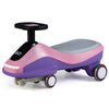 Ride-on car in pink with flashing wheels, front light, and music speaker, designed for children aged 3+ years.