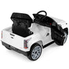 Licensed Chevrolet 12V ride-on truck in white with remote control, featuring realistic lights and spacious seating for.