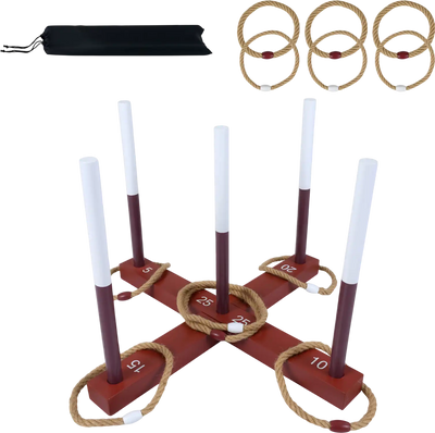 Costway Ring Toss Game Set w/ 6 Rope Rings Storage Bag 17606120 New