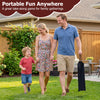 Ring toss game with 6 rope rings and storage bag, perfect for outdoor fun and family gatherings in the backyard.
